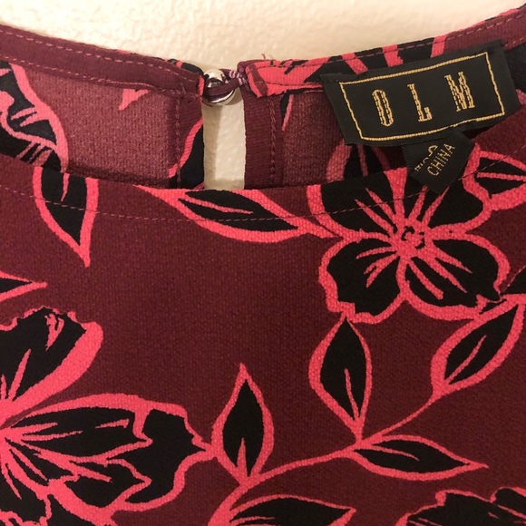 OLM Floral Blouse w/ Elastic Waist & Balloon Sleeves - Picture 7 of 16